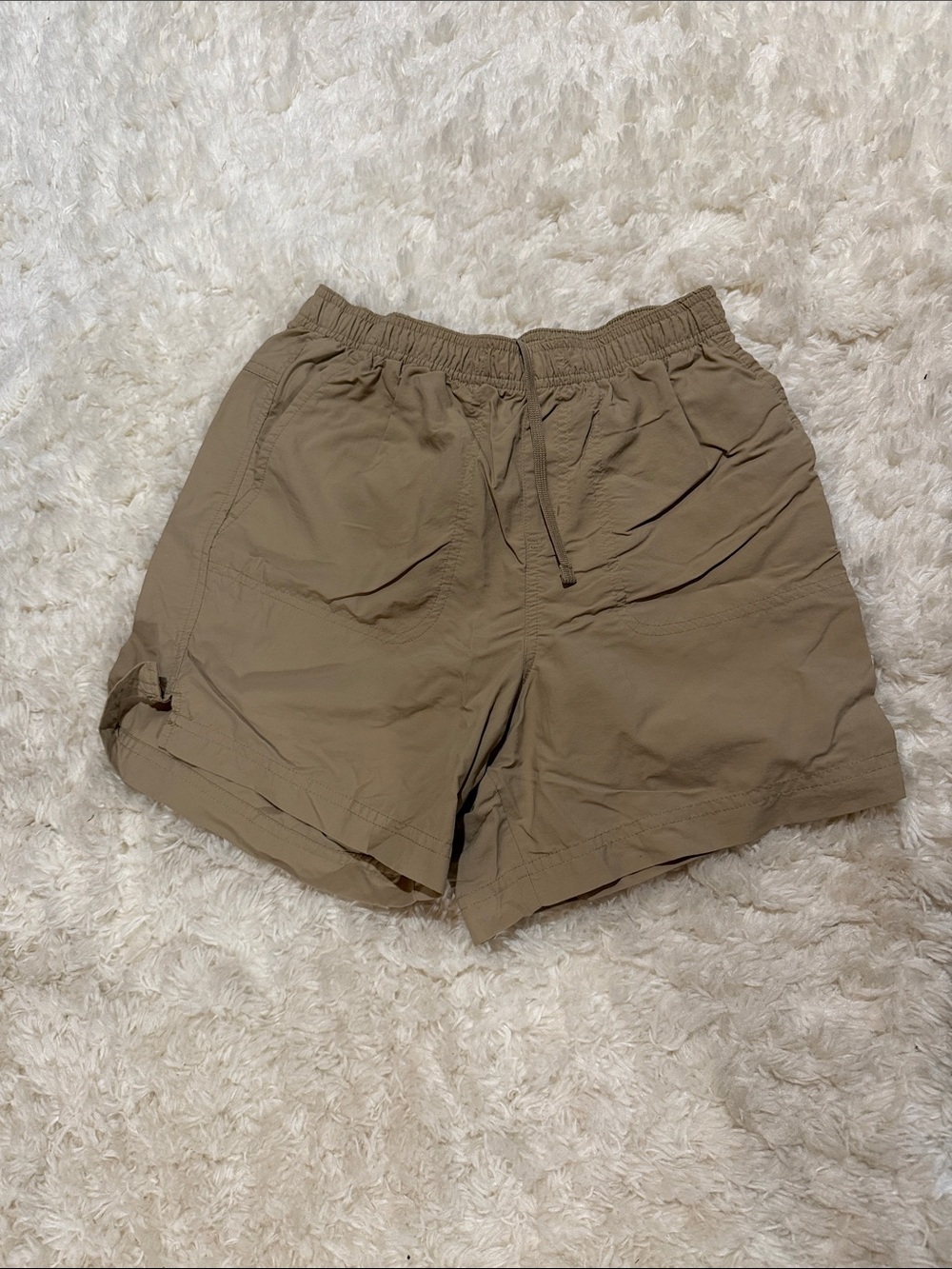 Women's Athletic Drawstring Shorts in Tan